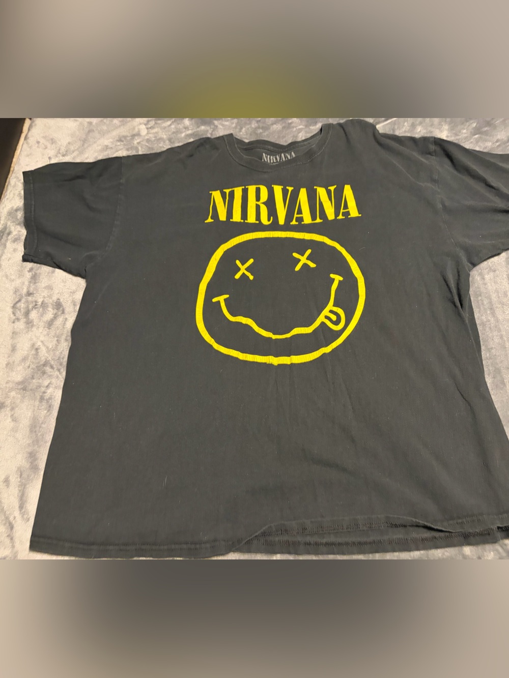 NIRVANA Black Tee with Yellow Graphic Bars